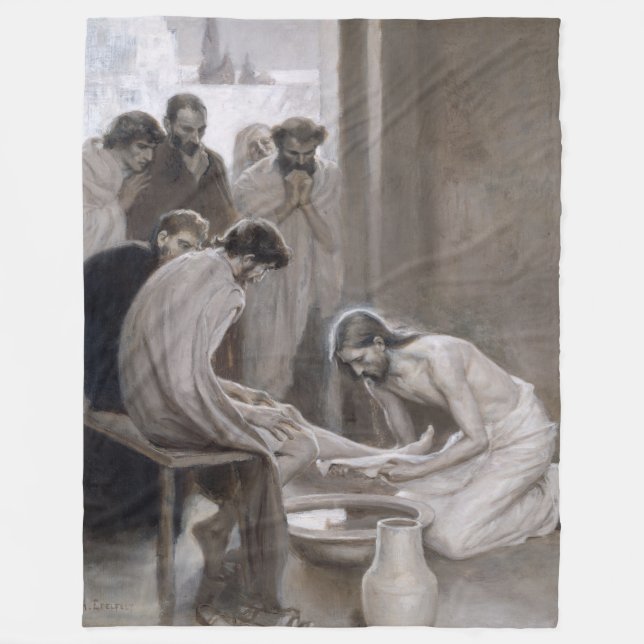 Albert Edelfelt - Jesus Washing Feet of Disciples Fleece Blanket (Front)