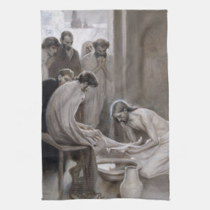 Albert Edelfelt - Jesus Washing Feet of Disciples Tea Towel