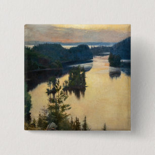 Albert Edelfelt - Kaukola Ridge at Sunset 15 Cm Square Badge