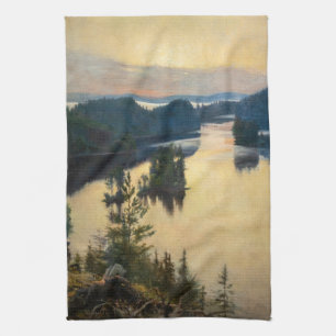 Albert Edelfelt - Kaukola Ridge at Sunset Tea Towel