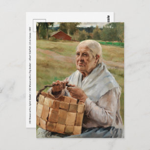 Albert Edelfelt - Old Woman with a Splint Basket Postcard
