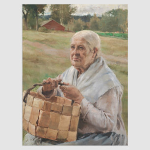 Albert Edelfelt - Old Woman with a Splint Basket Tissue Paper