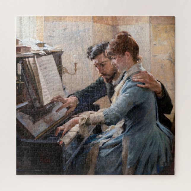 Albert Edelfelt - Playing the Piano Jigsaw Puzzle (Vertical)