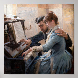 Albert Edelfelt - Playing the Piano Poster