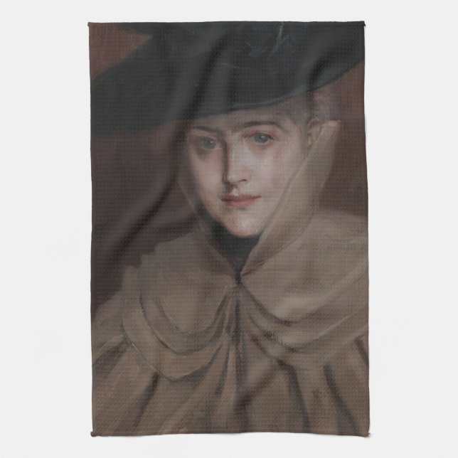 Albert Edelfelt - Portrait of a Young Woman Tea Towel (Vertical)