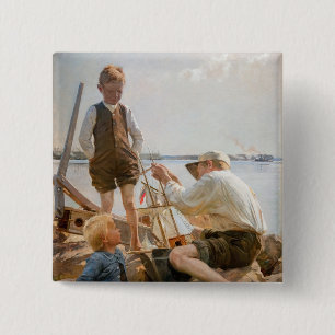 Albert Edelfelt - Shipbuilders 15 Cm Square Badge