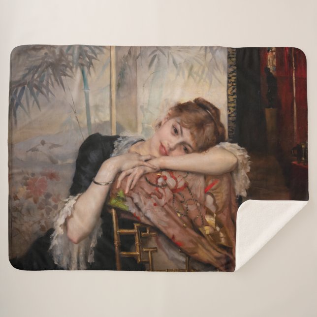 Albert Edelfelt - The Parisienne / Virginie Sherpa Blanket (Front (Horizontal))