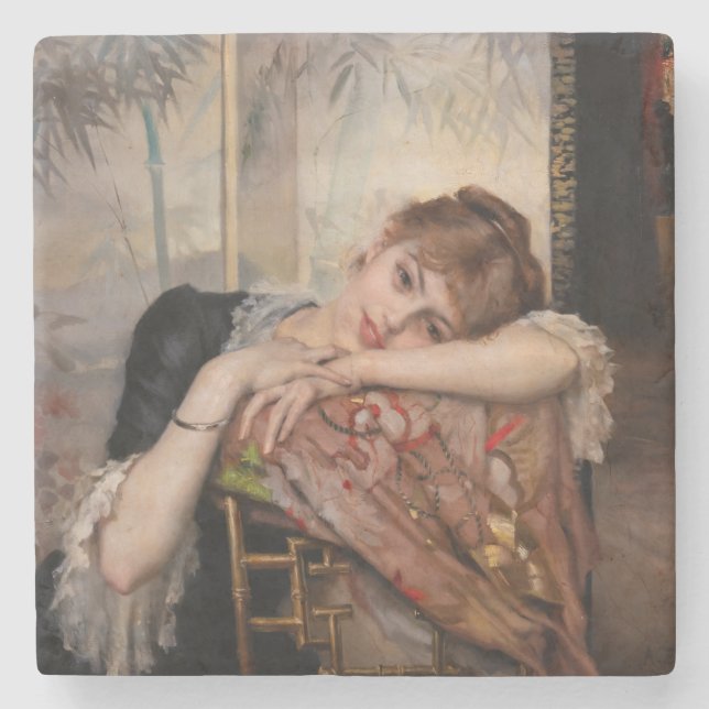 Albert Edelfelt - The Parisienne / Virginie Stone Coaster (Front)