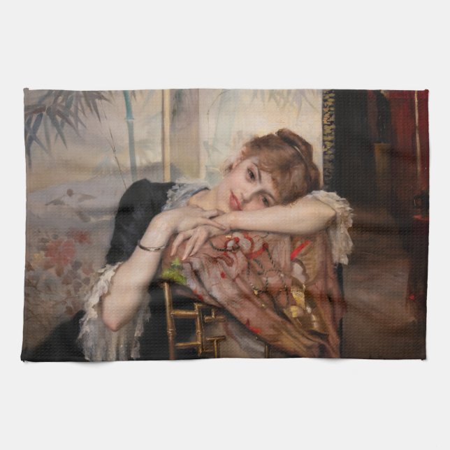 Albert Edelfelt - The Parisienne / Virginie Tea Towel (Horizontal)