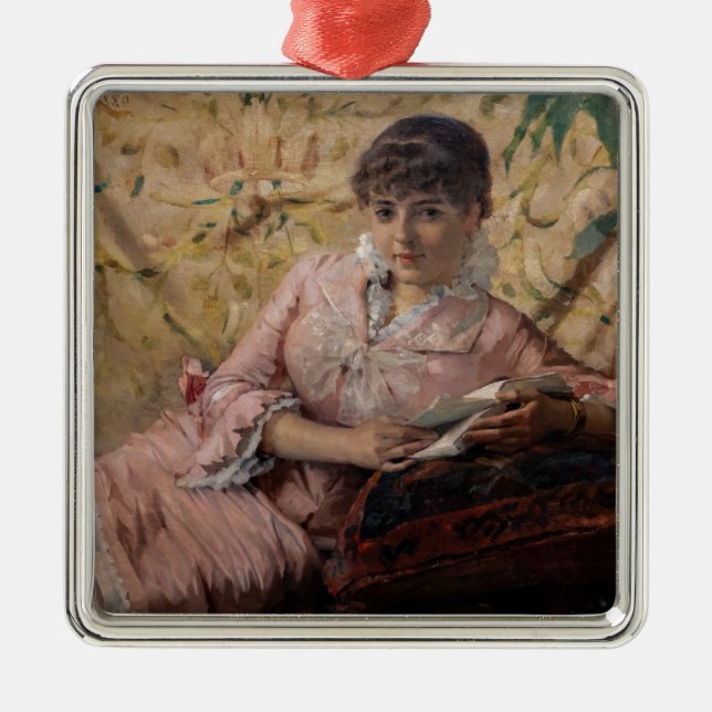 Albert Edelfelt - The Reading Parisienne Metal Tree Decoration (Front)