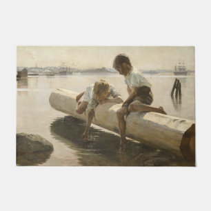 Albert Edelfelt - Two Boys on a Log Doormat