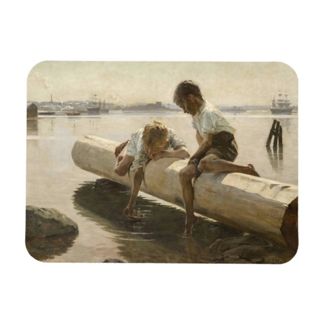 Albert Edelfelt - Two Boys on a Log Magnet (Horizontal)