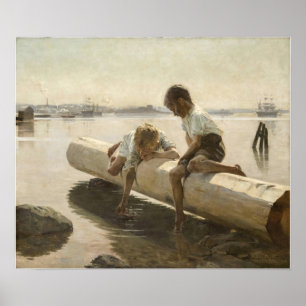 Albert Edelfelt - Two Boys on a Log Poster