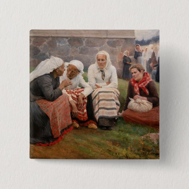 Albert Edelfelt - Women Outside the Church 15 Cm Square Badge (Front)