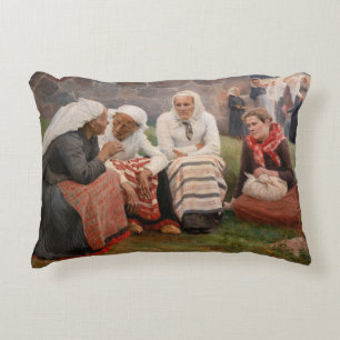 Albert Edelfelt - Women Outside the Church Decorative Cushion