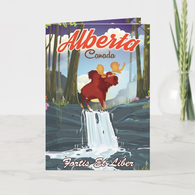 Alberta Canada cartoon travel poster Holiday Card (Front)