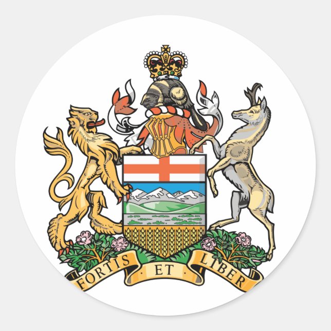 Alberta (Canada) Coat of Arms Classic Round Sticker (Front)