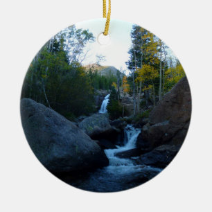 Alberta Falls at Sunrise at Rocky Mountains Ceramic Tree Decoration