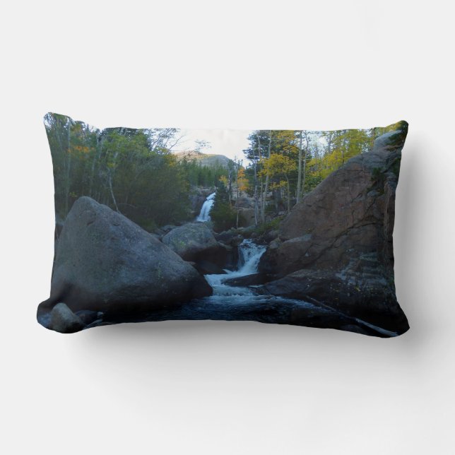 Alberta Falls at Sunrise at Rocky Mountains Lumbar Cushion (Front)