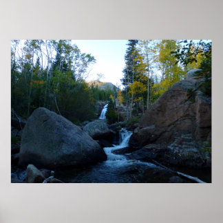 Alberta Falls at Sunrise at Rocky Mountains Poster
