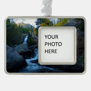 Alberta Falls at Sunrise at Rocky Mountains Silver Plated Framed Ornament