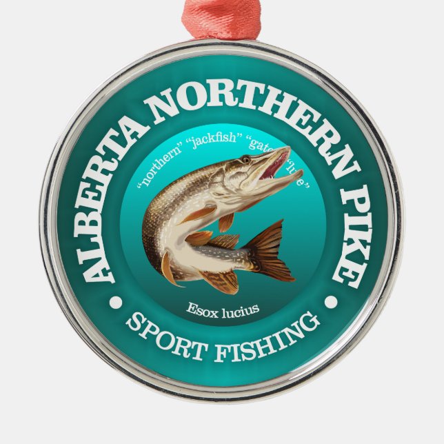Alberta Pike Fishing Metal Tree Decoration (Front)