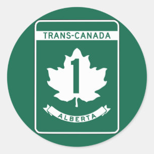 Alberta, Trans-Canada Highway Sign Classic Round Sticker