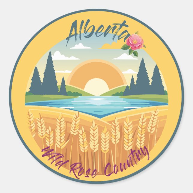 Alberta: Wild Rose Country Classic Round Sticker (Front)