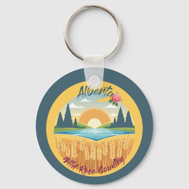 Alberta: Wild Rose Country Key Ring (Front)