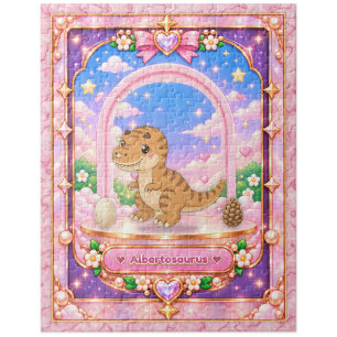 Albertosaurus Dinosaur, Kawaii Art Jigsaw Puzzle