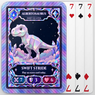 Albertosaurus Dinosaur, Rainbow Foil Art Playing Cards