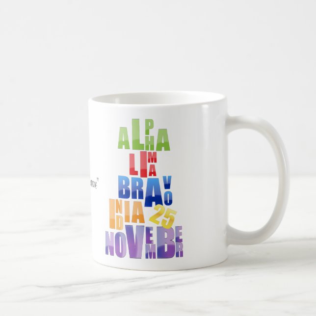 Albin 25 Phonetic Alphabet Coffee Mug (Right)