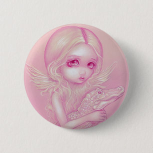 "Albino Alligator Angel" Button