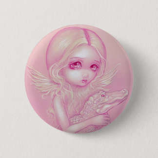 "Albino Alligator Angel" Button