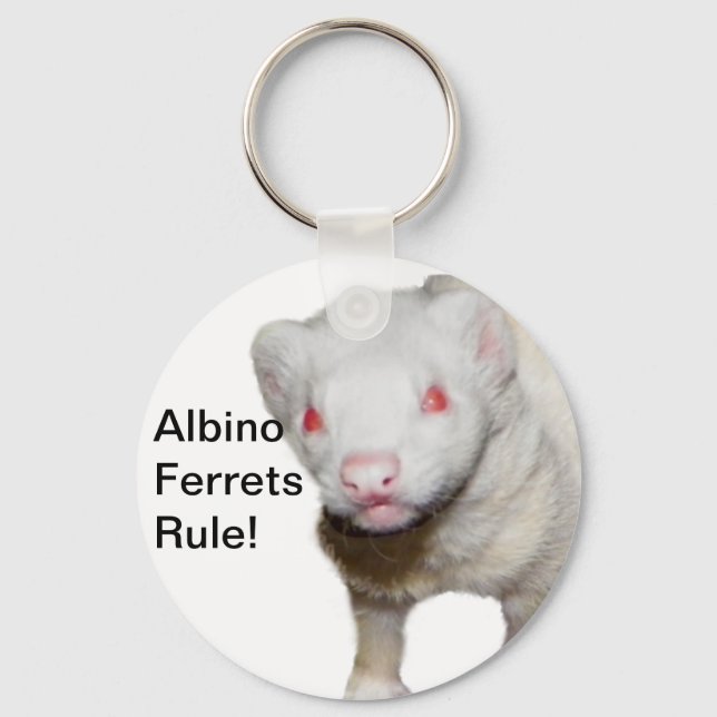 Albino Ferret Picture Key Ring (Front)