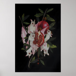 Albino Fruit Bats Pomegranate Dark Academia Poster