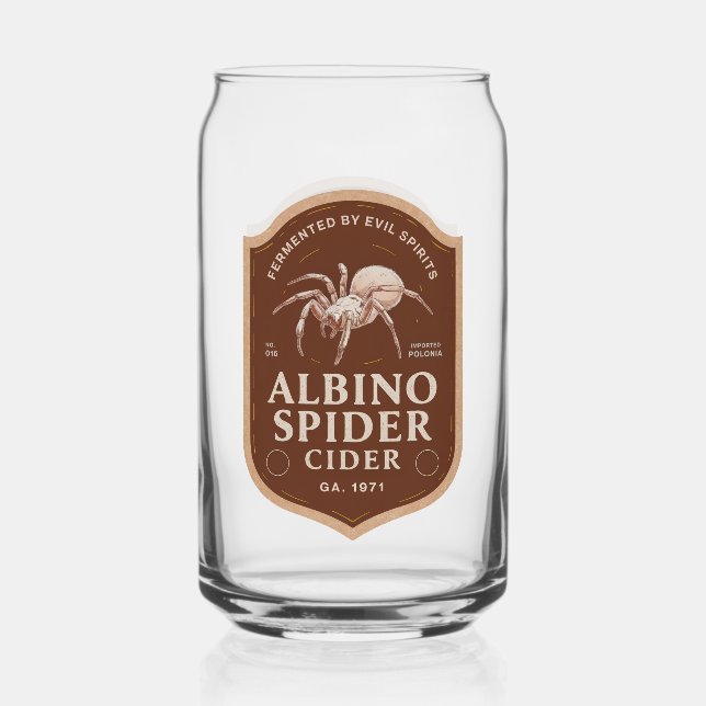 Albino Spider Halloween Party Vintage Can Glass (Front)