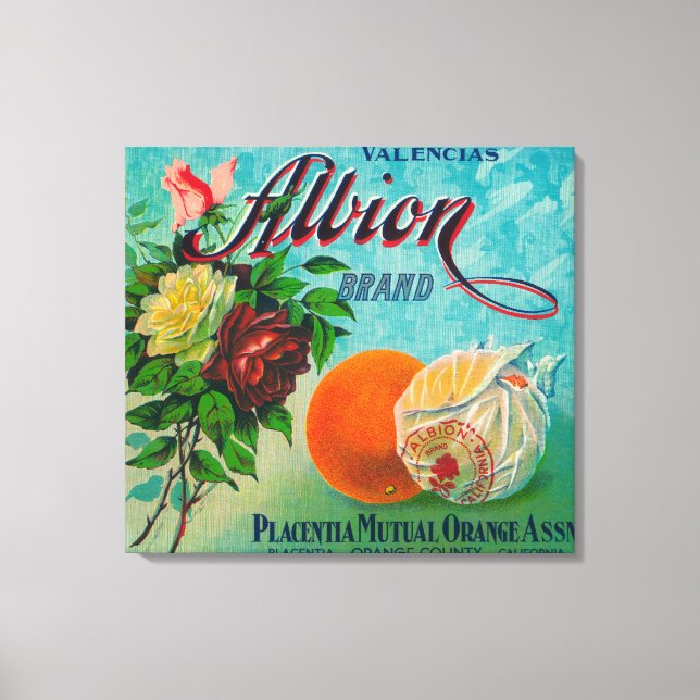 Albion Brand Citrus Crate Label Canvas Print (Front)