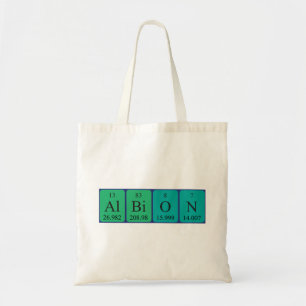 Albion periodic table name tote bag