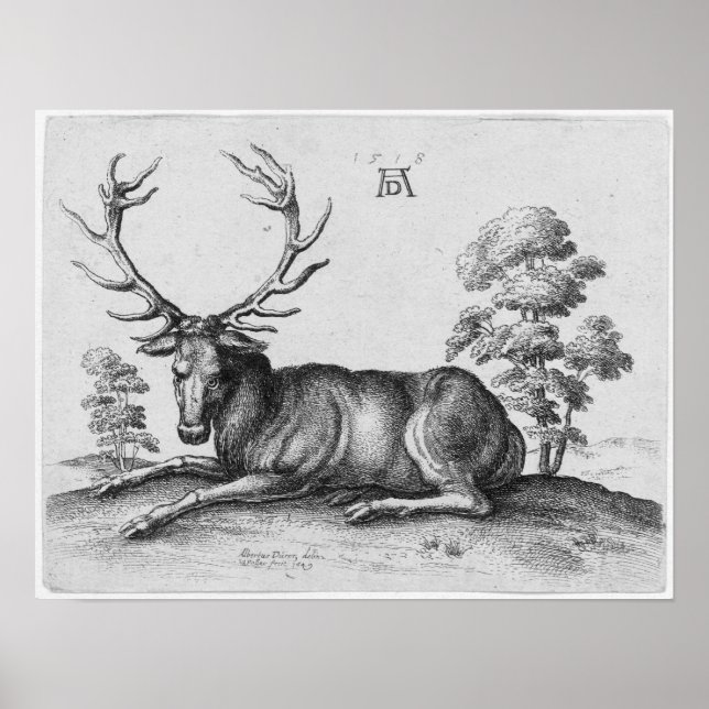 Albrecht Durer Engraving Stag Deer Poster (Front)