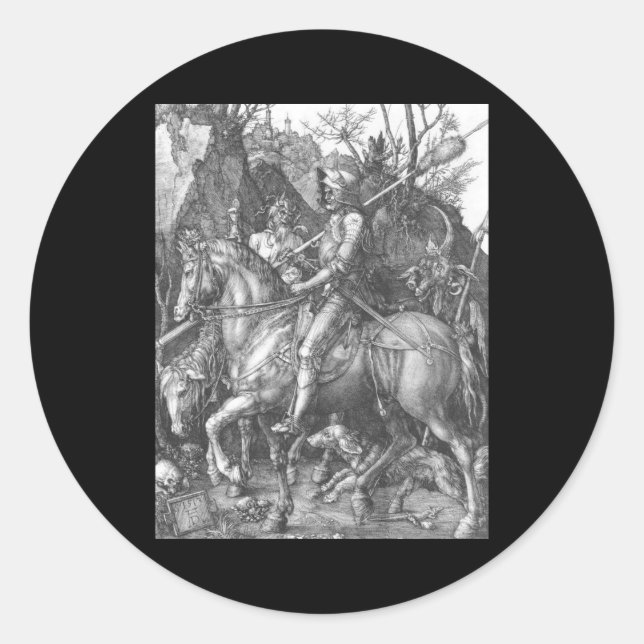 Albrecht Durer Knight Death and the Devil Classic Round Sticker (Front)