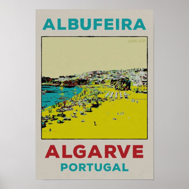 Albufeira beach Algarve Portugal vintage travel Poster (Front)