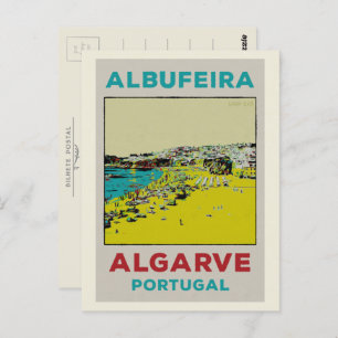 Albufeira beach illustration Algarve Postcard