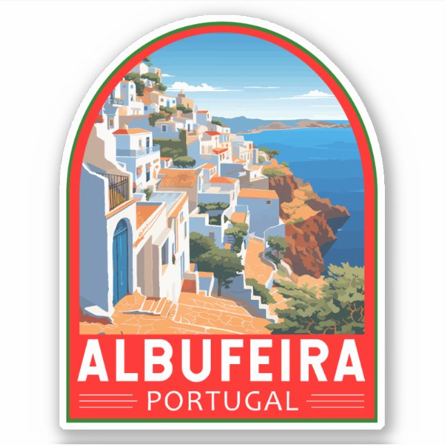 Albufeira Portugal Travel Art Vintage (Front)