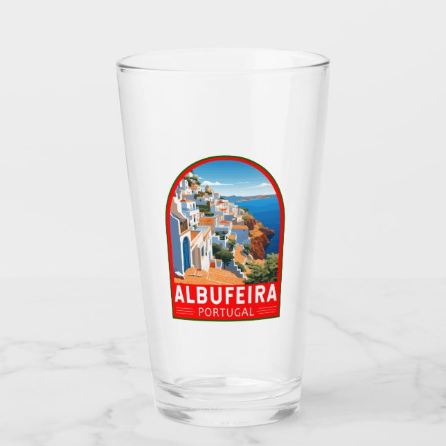 Albufeira Portugal Travel Art Vintage Glass (Front)