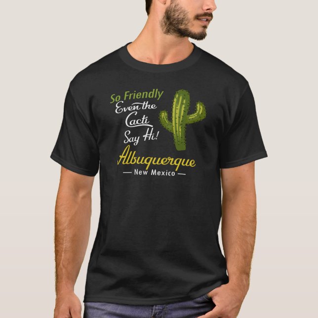 Albuquerque Cactus Funny Retro T-Shirt (Front)