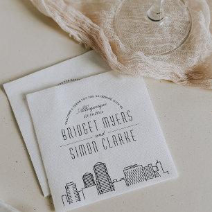 Albuquerque Deco Skyline   Wedding Event Napkins