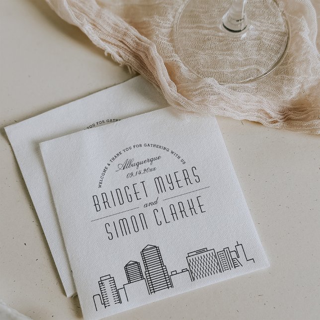 Albuquerque Deco Skyline | Wedding Event Napkins (Creator Uploaded)