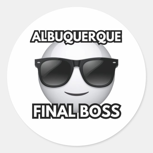 Albuquerque Final Boss Cool Emoji Sticker (Front)