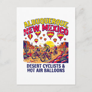 Albuquerque New Mexico Desert Cyclists Hot Air Bal Postcard